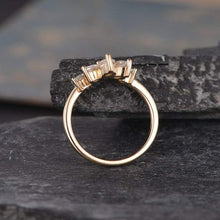 Load image into Gallery viewer, 14Kt Rose gold designer Marquise Cut Pear Cut Chevron V Shaped Curved Natural diamond ring by diamtrendz