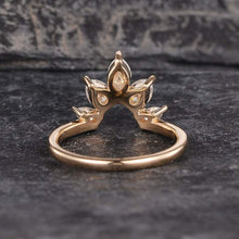 Load image into Gallery viewer, 14Kt Rose gold designer Marquise Cut Pear Cut Chevron V Shaped Curved Natural diamond ring by diamtrendz