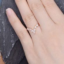 Load image into Gallery viewer, 14Kt Rose gold designer Chevron V Shaped Curved Marquise Cut Natural diamond Band ring by diamtrendz