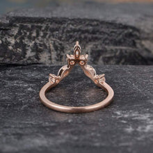 Load image into Gallery viewer, 14Kt Rose gold designer Chevron V Shaped Curved Marquise Cut Natural diamond Band ring by diamtrendz