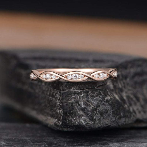 14Kt Rose gold designer Marquise Shape Half Eternity Twist Infinity Natural diamond Band ring by diamtrendz