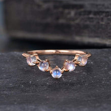 Load image into Gallery viewer, 14Kt Rose gold designer Moonstone Chevron V Shaped Curved ring by diamtrendz
