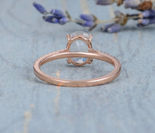 Load image into Gallery viewer, 14Kt Rose gold Moonstone diamond ring by diamtrendz