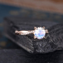 Load image into Gallery viewer, 14Kt Rose gold Moonstone diamond ring by diamtrendz