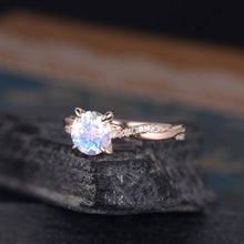 Load image into Gallery viewer, 14Kt Rose gold Moonstone diamond ring by diamtrendz