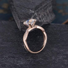 Load image into Gallery viewer, 14Kt Rose gold Moonstone diamond ring by diamtrendz