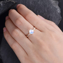 Load image into Gallery viewer, 14Kt Rose gold Moonstone diamond ring by diamtrendz