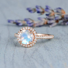 Load image into Gallery viewer, 14Kt Rose gold Moonstone diamond ring by diamtrendz