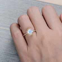 Load image into Gallery viewer, 14Kt Rose gold Moonstone diamond ring by diamtrendz