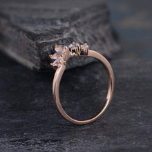 Load image into Gallery viewer, 14Kt Rose gold designer Marquise Shape Pear Shape Moonstone Chevron V Shaped Curved Band ring by diamtrendz