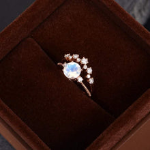 Load image into Gallery viewer, 14Kt Rose gold designer Set 2 Solitaire Moonstone, Chevron V Shape Curved Natural diamond ring by diamtrendz
