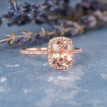 Load image into Gallery viewer, 14Kt Rose gold designer Morganite diamond ring by diamtrendz