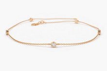 Load image into Gallery viewer, 14Kt Rose Gold Chain Natural Diamond Charm Bracelet
