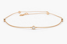 Load image into Gallery viewer, 14Kt Rose Gold Chain Natural Diamond Charm Bracelet