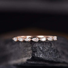 Load image into Gallery viewer, 14Kt Rose gold designer Half Eternity Pear Cut Natural diamond Band ring by diamtrendz