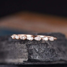 Load image into Gallery viewer, 14Kt Rose gold designer Half Eternity Pear Cut Natural diamond Band ring by diamtrendz