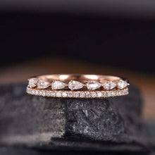 Load image into Gallery viewer, 14Kt Rose gold designer 2 Pear Cut Half Eternity Infinity Natural Diamond Band Ring by diamtrendz