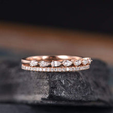 Load image into Gallery viewer, 14Kt Rose gold designer 2 Pear Cut Half Eternity Infinity Natural Diamond Band Ring by diamtrendz