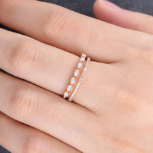 Load image into Gallery viewer, 14Kt Rose gold designer 2 Pear Cut Half Eternity Infinity Natural Diamond Band Ring by diamtrendz