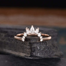 Load image into Gallery viewer, 14Kt Rose gold designer Pear Cut Chevron V Shaped Curved Natural diamond ring by diamtrendz