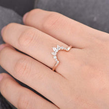Load image into Gallery viewer, 14Kt Rose gold designer Pear Cut Chevron V Shaped Curved Natural diamond ring by diamtrendz