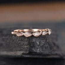 Load image into Gallery viewer, 14Kt Rose gold designer Bezel Setting Half Eternity Pear Cut Natural diamond Band ring by diamtrendz