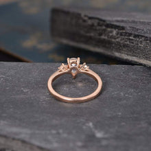 Load image into Gallery viewer, 14Kt Rose gold designer Solitaire Pear Shape Moonstone, Natural diamond ring by diamtrendz