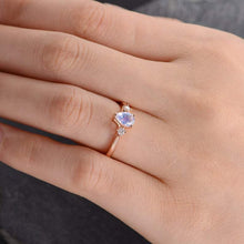 Load image into Gallery viewer, 14Kt Rose gold designer Solitaire Pear Shape Moonstone, Natural diamond ring by diamtrendz