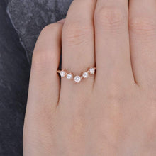 Load image into Gallery viewer, 14Kt Rose gold designer Pearl, Chevron V Shaped Curved Natural diamond ring by diamtrendz
