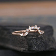 Load image into Gallery viewer, 14Kt Rose gold designer Pearl Chevron V Shaped Curved Natural diamond ring by diamtrendz
