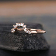 Load image into Gallery viewer, 14Kt Rose gold designer Pearl Chevron V Shaped Curved Natural diamond ring by diamtrendz