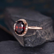 Load image into Gallery viewer, 14Kt Rose Gold Designer Red Garnet Diamond Ring by Diamtrendz