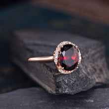 Load image into Gallery viewer, 14Kt Rose Gold Designer Red Garnet Diamond Ring by Diamtrendz