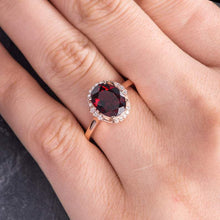 Load image into Gallery viewer, 14Kt Rose Gold Designer Red Garnet Diamond Ring by Diamtrendz