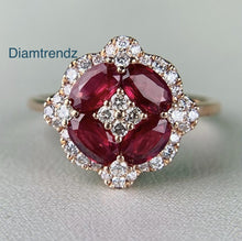 Load image into Gallery viewer, 14Kt White gold designer Red Ruby diamond ring by diamtrendz