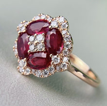 Load image into Gallery viewer, 14Kt White gold designer Red Ruby diamond ring by diamtrendz