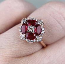 Load image into Gallery viewer, 14Kt White gold designer Red Ruby diamond ring by diamtrendz