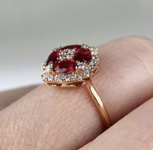 Load image into Gallery viewer, 14Kt White gold designer Red Ruby diamond ring by diamtrendz