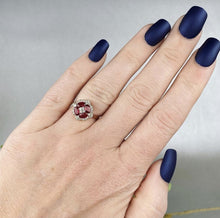 Load image into Gallery viewer, 14Kt White gold designer Red Ruby diamond ring by diamtrendz