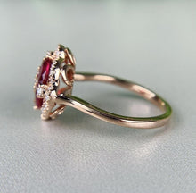 Load image into Gallery viewer, 14Kt White gold designer Red Ruby diamond ring by diamtrendz