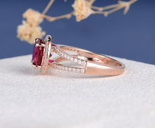 Load image into Gallery viewer, 14Kt Rose Gold Designer Red Ruby Diamond Ring by Diamtrendz