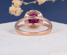 Load image into Gallery viewer, 14Kt Rose Gold Designer Red Ruby Diamond Ring by Diamtrendz