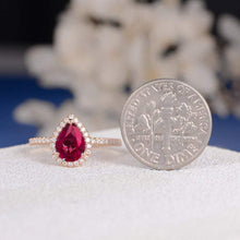 Load image into Gallery viewer, 14Kt Rose Gold Designer Red Ruby Diamond Ring by Diamtrendz