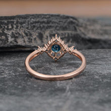 Load image into Gallery viewer, 14Kt Rose gold designerSolitaire Round Shape Blue Topaz ring by diamtrendz