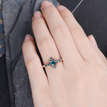 Load image into Gallery viewer, 14Kt Rose gold designerSolitaire Round Shape Blue Topaz ring by diamtrendz
