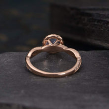 Load image into Gallery viewer, 14Kt Rose gold designer Solitaire Moonstone, Halo Eternity Natural diamond ring by diamtrendz
