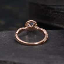Load image into Gallery viewer, 14Kt Rose gold designer Solitaire Moonstone, Halo Eternity Natural diamond ring by diamtrendz