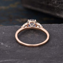 Load image into Gallery viewer, 14Kt Rose gold designer Solitaire Moonstone, Pear Cut Natural diamond ring by diamtrendz