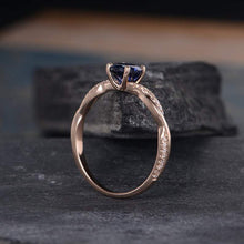 Load image into Gallery viewer, 14Kt Rose gold designer Solitare Round Shape Sapphire, Eternity Infinity Natural diamond ring by diamtrendz
