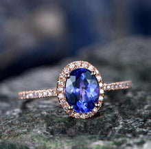 Load image into Gallery viewer, 14Kt Rose gold designer Sapphire diamond ring by diamtrendz